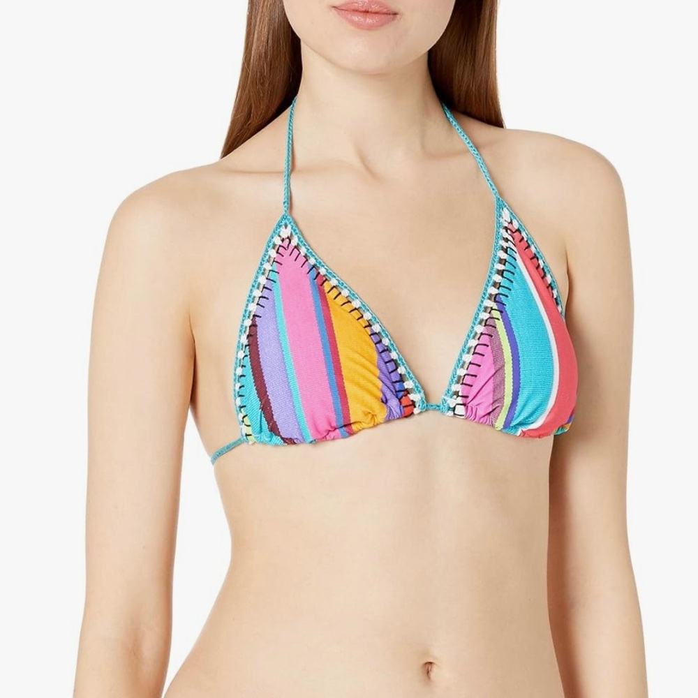 Nanette Lepore by Sayulita Serape Multi-Color Striped Triangle Slide Bikini Top